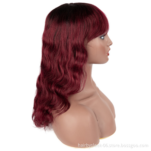 Rebecca fashion Natural Raw Virgin Cuticle Aligned Hair 100% Brazilian Human Hair Body Wave Long Wigs with Bangs  for women